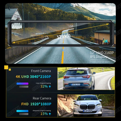 4K Rearview Mirror DVR Wifi Carplay